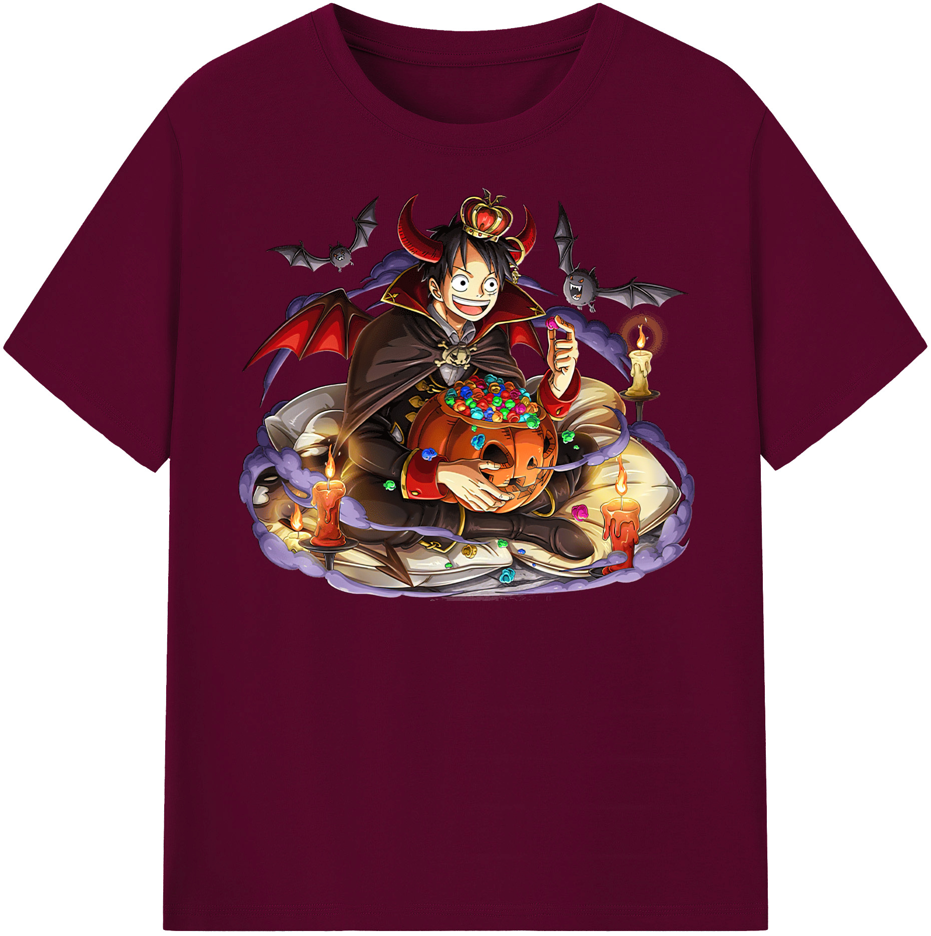 ワンピース モンキー・D・ルフィ ONE PIECE Monkey D. Luffy レディースカジュアルプリントTシャツ（綿100％）